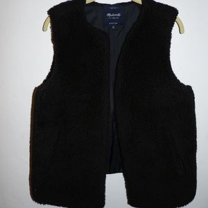 Madewell | Faux Shearling Black Vest | Medium